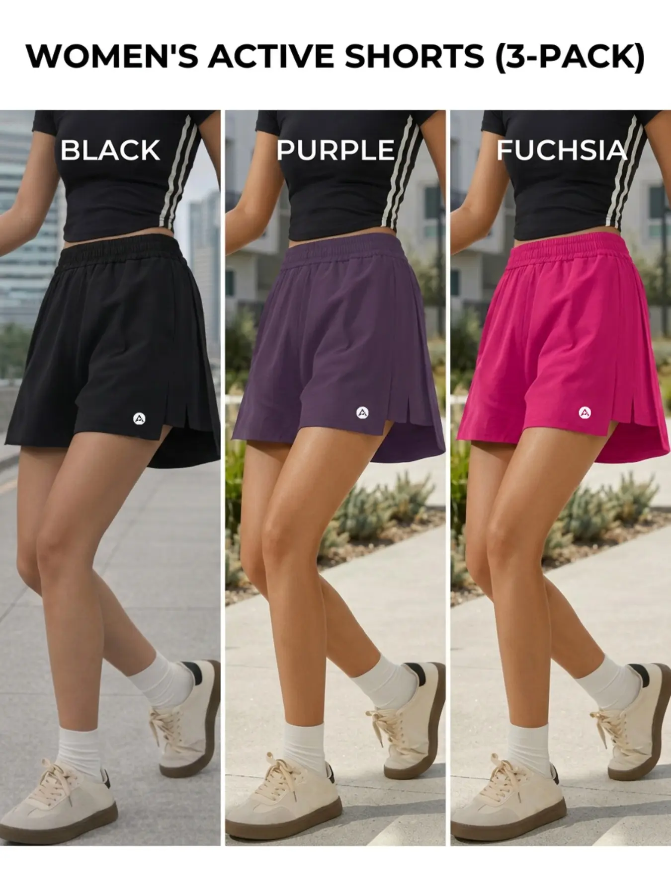 Women's Summer Casual Gym Shorts, Lightweight Breathable, Lightweight Workout Shorts, Perfect for Yoga Running Gym Fitness, 3 Piece Set