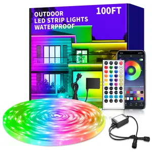 Smart LED Light Strip RGB Color Changing Music Sync Strip Lights with color-changing IP68waterproof App & Remote Control for Bedroom Indoor Lighting party holiday Decoration yard Modern