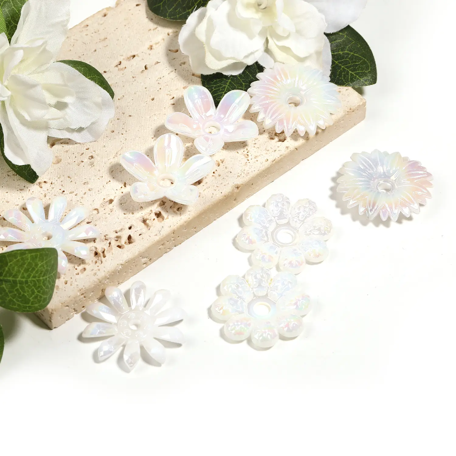 【B137】 ABS Pearl Bead Ivory Flower Beads DIY Scrapbook Handmade