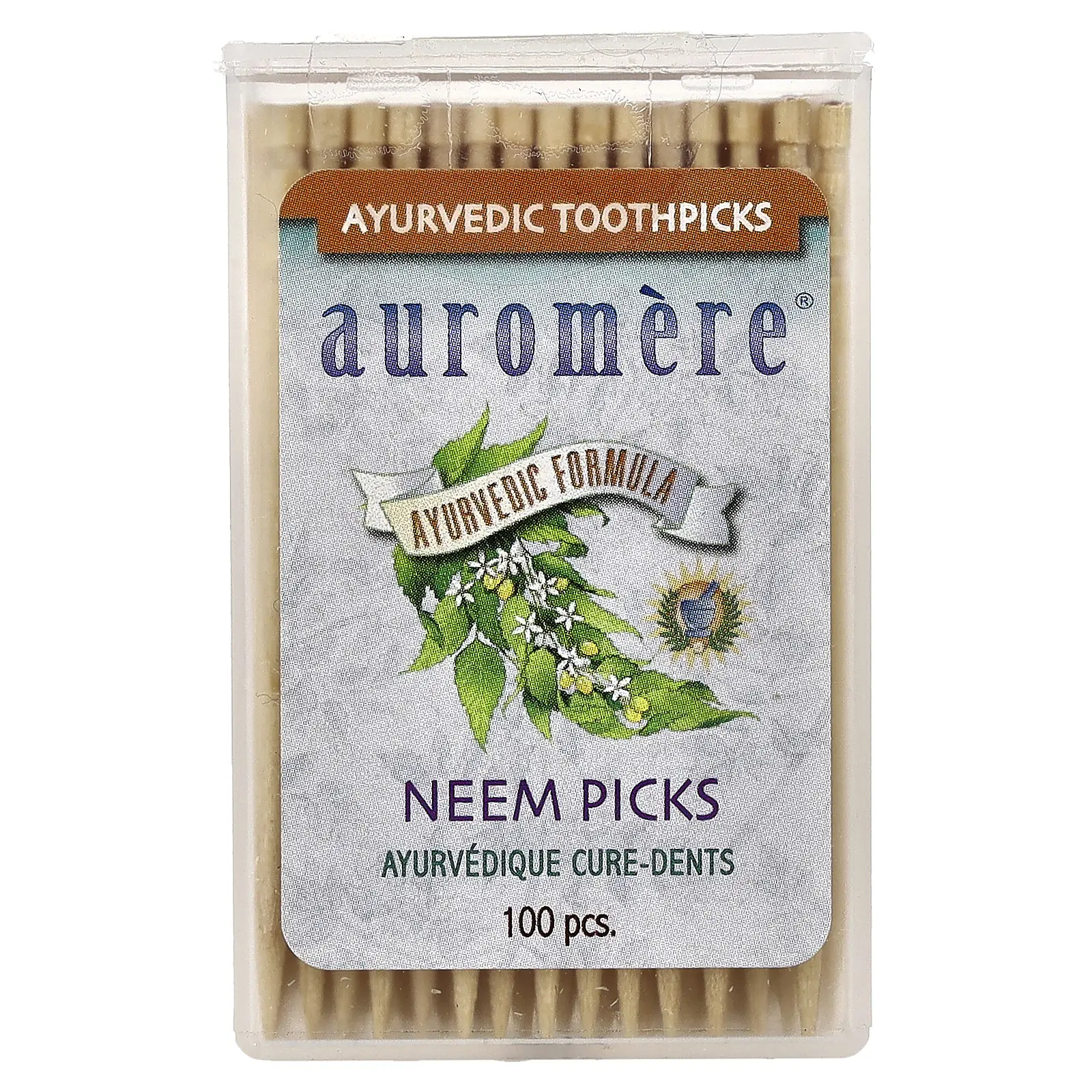 Auromere Ayurvedic Toothpicks, Neem Picks, 100 Pieces