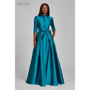 Teri Jon Taffeta Shirt Waist Evening Gown 229051