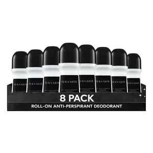 Black Suede Roll-On Anti-Perspirant Deodorant for Men Pack of 8 (2.6 fl oz / 75ml Each) | 24-Hour Odor Protection