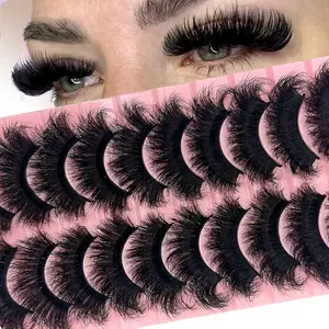Mink Lashes Fluffy Dramatic 8D Thick 3D Volume 20mm 25mm Big Long Eye Lashes Mink Faux Strip False Eyelashes 10 Pairs Gloriousbeautyus