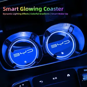 2Pcs Car LED Luminous Water Cup Coaster Colorful Coaster Lamps For BYD Atto 3 Yuan Plus Han Tang EV F3 E6 Dmi Song F0 Qin Pro G3 I3 Ea1 Max G6 2din