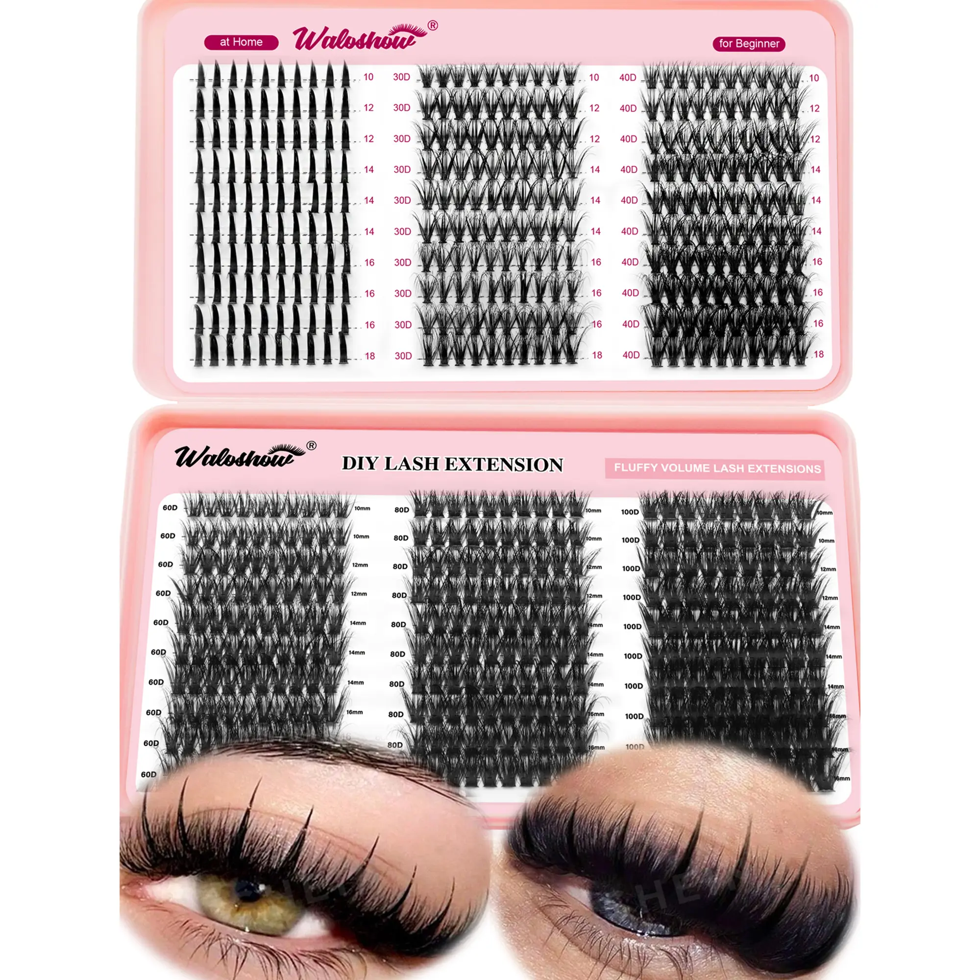 Russian Eyelash Extensions Cone Shape, 30D 40D 60D 80D 100D Volume Lashes, D Curl Lashes, DIY 10-18mm Natural Makeup Cosmetics, Diy Volume Eyelashes, Volume Fluffy Lashes