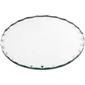 Plymor 4" Round, 3mm Thick Beveled Scalloped Glass Mirror Circle