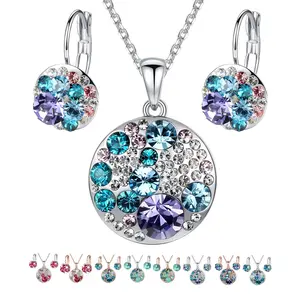 Leafael Ocean Bubble Womens Crystal Jewelry Set Costume Fashion Pendant Necklace Earring Set Silver Tone or 18K Rose Gold Plated 18 2 Gifts for Women