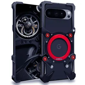 For Google Pixel 10 Pro XL /Pixel 9a/Pixel 7/8 Pro Mechanical Aluminum Bumper Case, Heavy Duty Shockproof Metal Frame, Anti-Scratch Protective Cover, No Signal Block