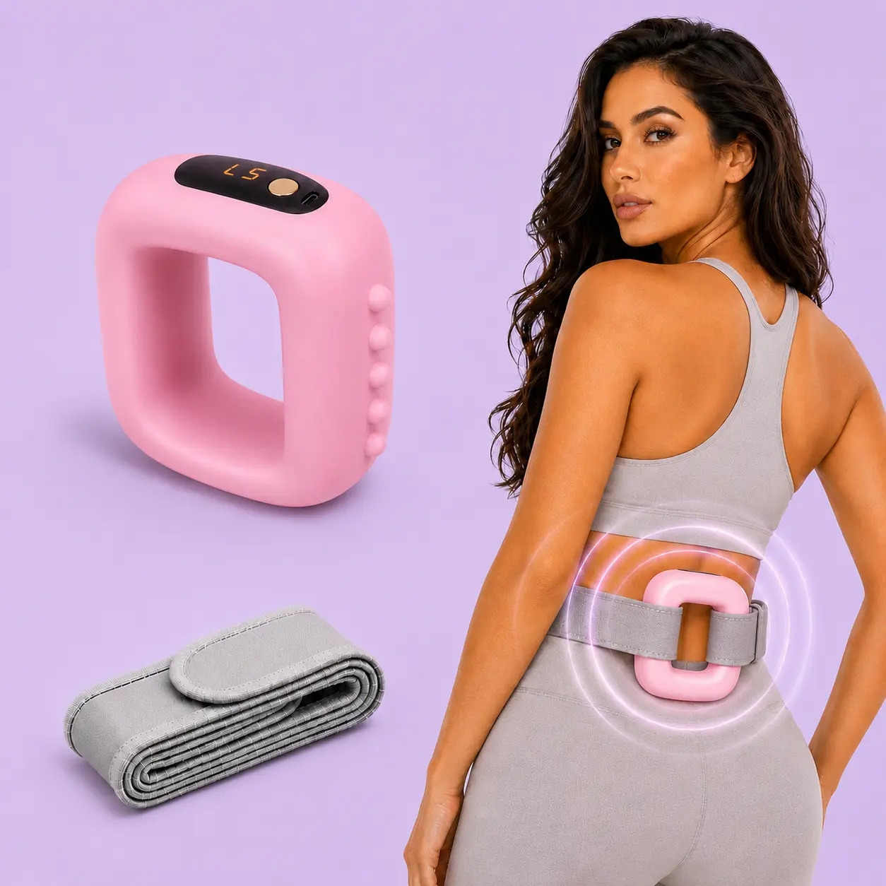 Wearable Vibrating Body Ring with Adjustable Strap, Hands-Free Soothing Device for Waist & Legs, 8 Modes