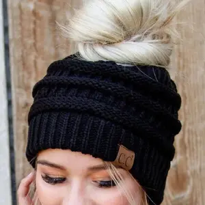 CC Messy Bun Adults Teen Size Ponytail Beanies Hats
