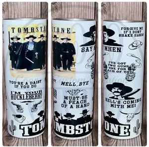 Tombstone Tumbler, Movie Cowboy Gangster Tumbler, Stainless Steel 20oz Tumbler, 20oz Water Bottles