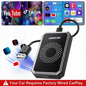 [Only For 2016+ Vehicles] LAMTTO Wired-to-Wireless CarPlay Adapter - Designed for Vehicles with Factory-Wired CarPlay Supports In-Car Playback of Netflix, YouTube, TikTok, and More. [Not for BMW/Tesla]