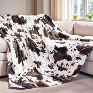 Purchase the soft and fun throw blanket with cow print in flannel fabric. It is warm and breathable, comfortable for all seasons. It can be used as a nap blanket, for family office sofa, bed, travel, camping, car, and as a gift for her.