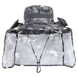 Summer Solar Fan Hat for Men, Rechargeable Solar Bucket Hat for Outdoor Activities, UV Protection and Breathable Design for Hiking and Fishing