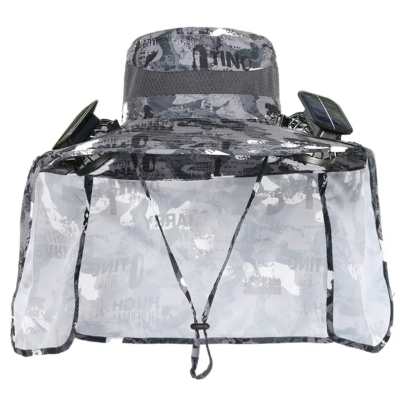 Summer Solar Fan Hat for Men, Rechargeable Solar Bucket Hat for Outdoor Activities, UV Protection and Breathable Design for Hiking and Fishing