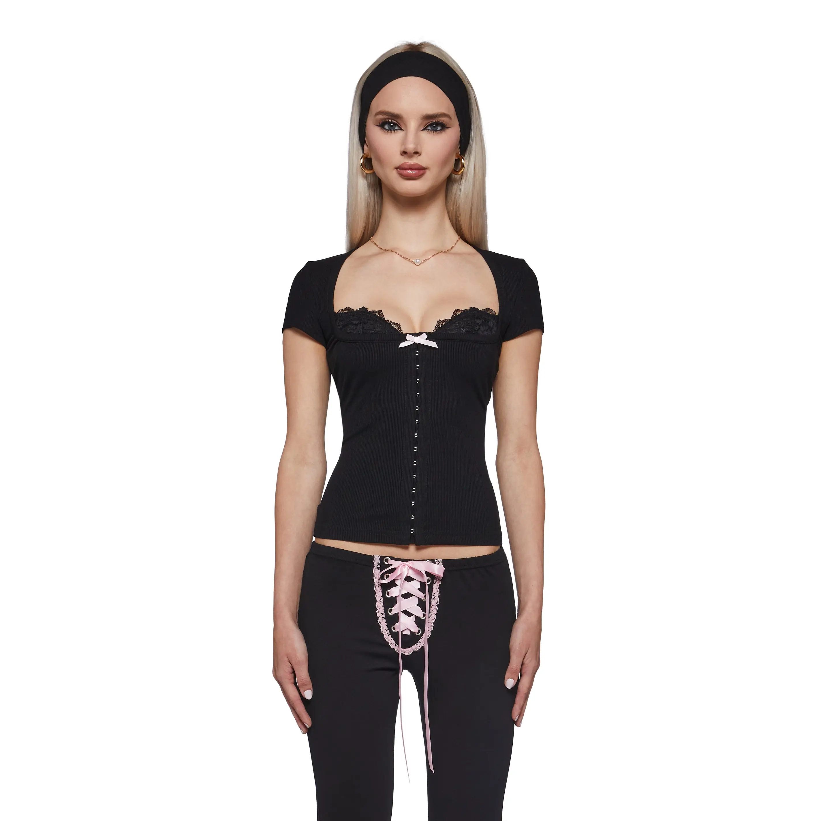 Alicia Short Sleeve Cinched Corset Top