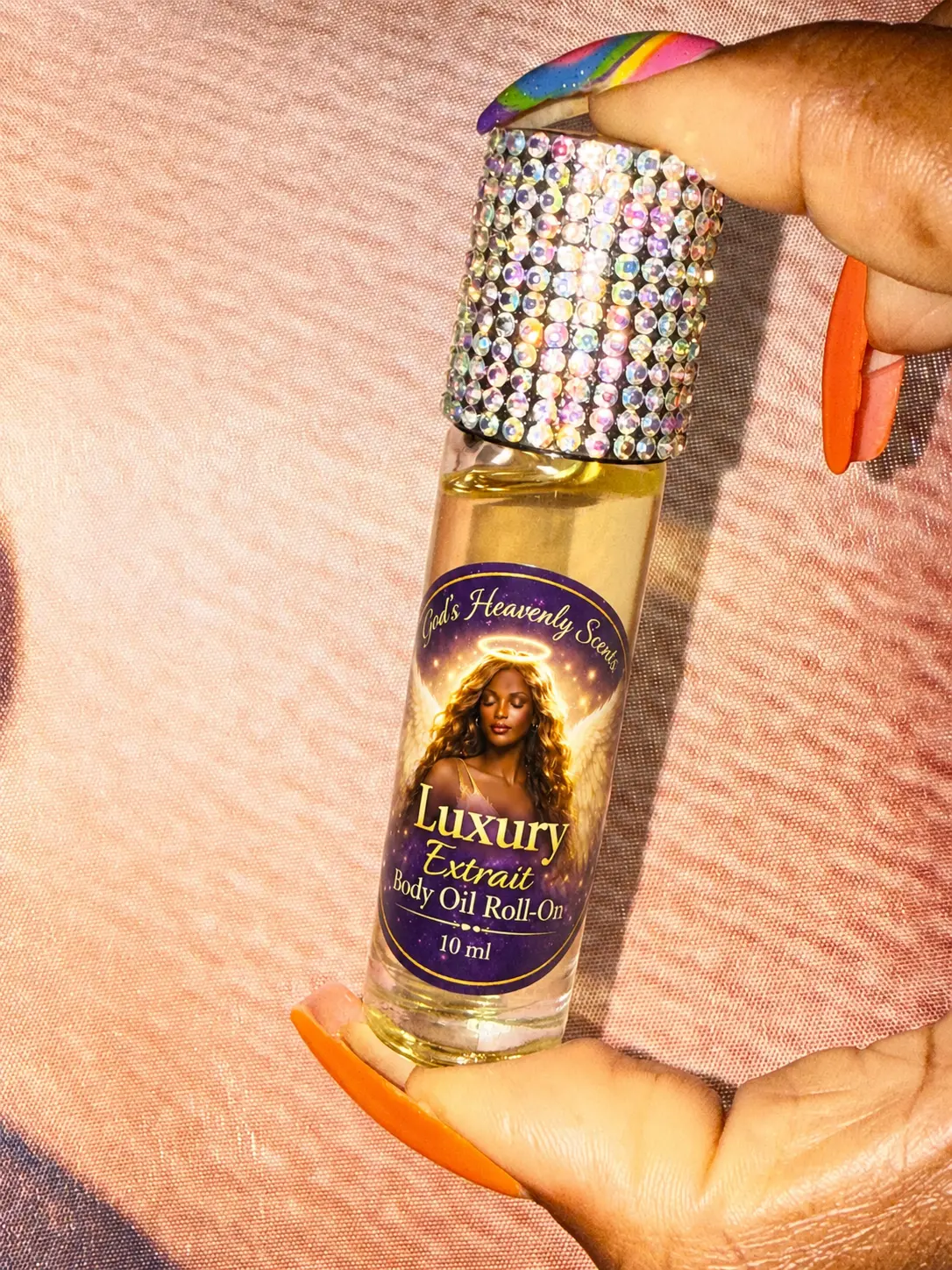God's Heavenly Scents Luxury Roll On Body Oil 10 ml - Travel-Friendly Body Care, Long-Lasting Glow, Non-Greasy, Bedazzled Top