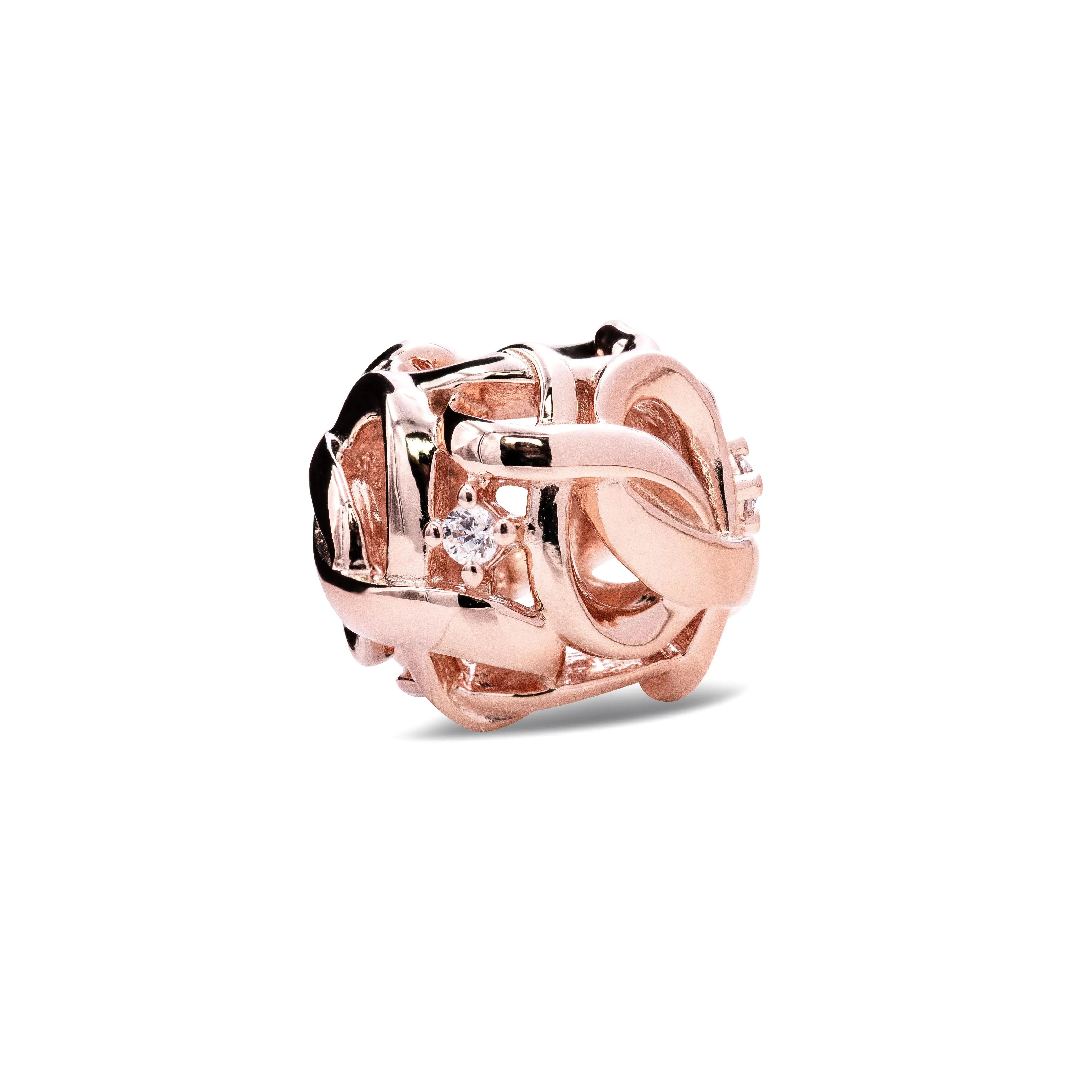 Pandora Openwork Woven Infinity Charm - 14ct Rose Gold-Plated Metal Blend, Classic Female Dainty Charms & Pendants, Women's Fashion Costume Jewelry Accessory 788824C01
