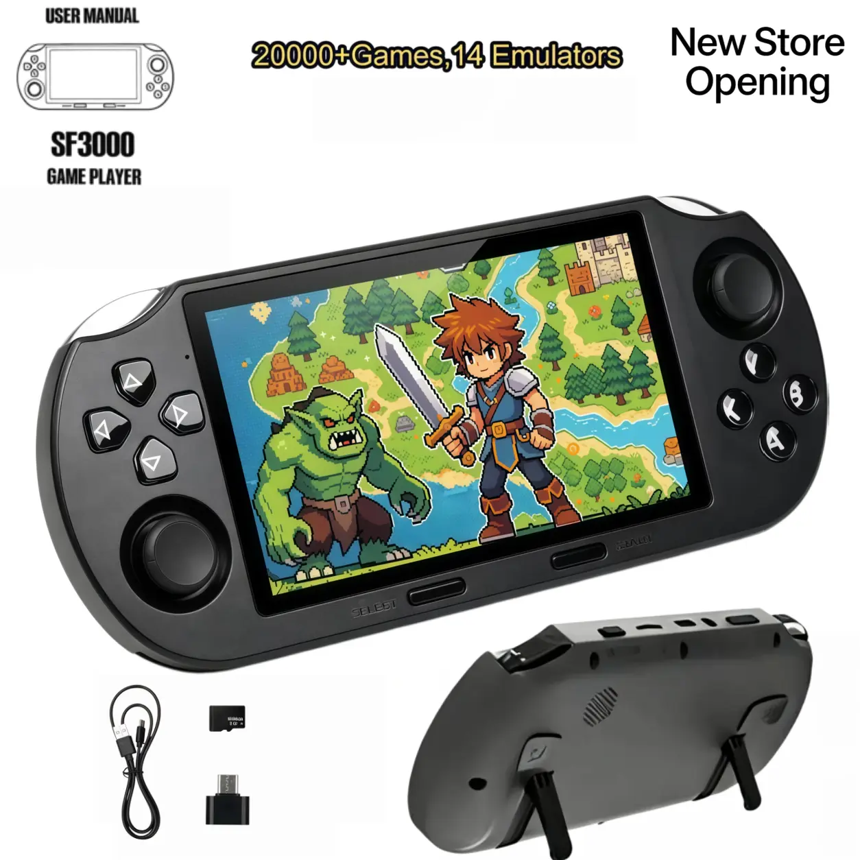2026 New SF3000 HD Portable Handheld: Powered by Linux, featuring an 854x480 HD IPS screen. Supports multimedia functions, multiple languages, and video playback. Compact, portable, and powerful—a perfect Christmas gift for boyfriends or teenagers.