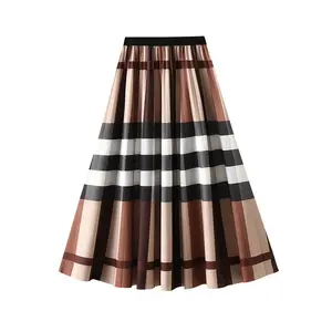 Organ pleated skirt for women, new high waist slimming mid length A-line skirt,