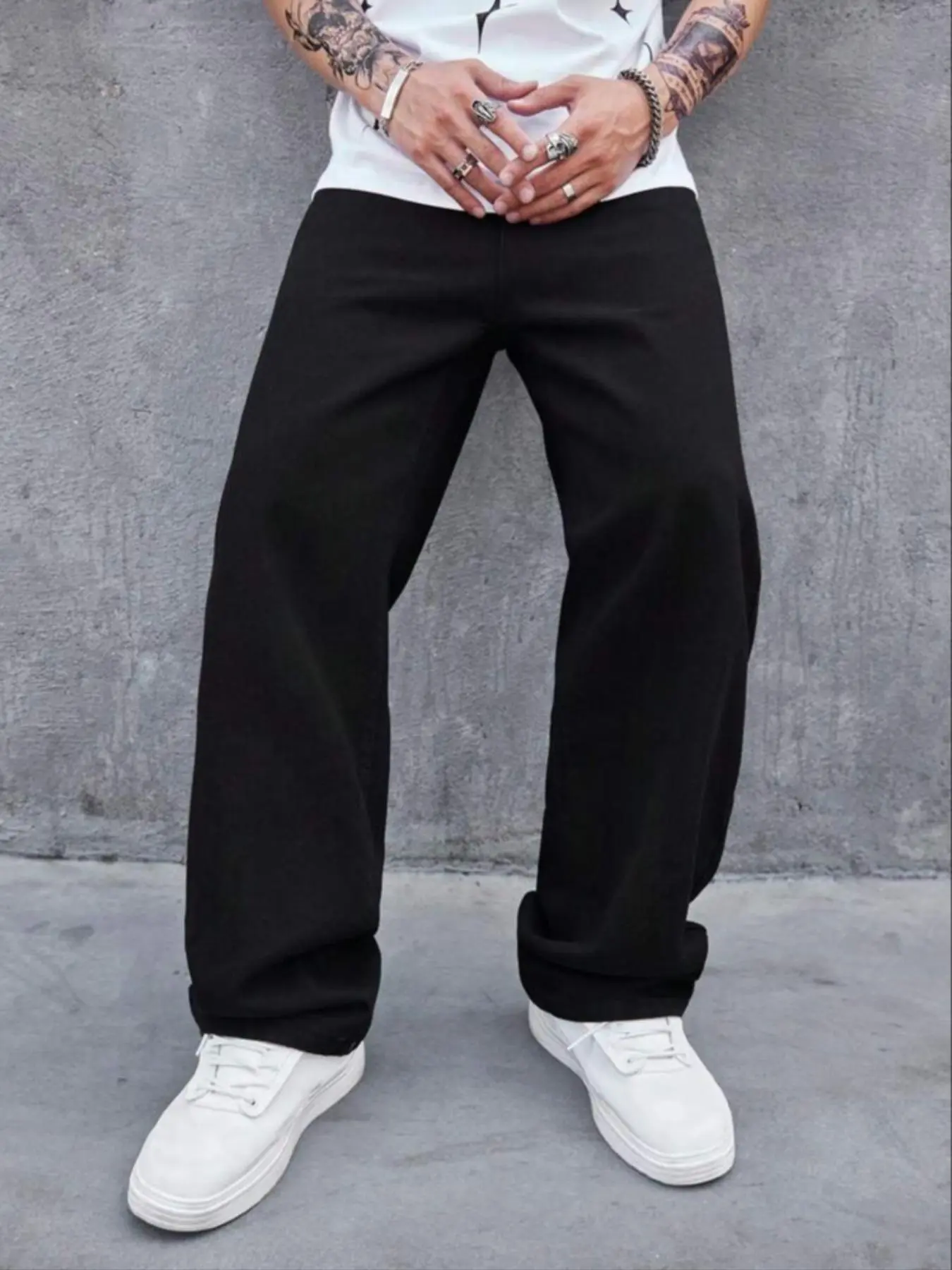 Men's Regular Fit Solid Pocket Straight Leg Jeans, Casual Comfy Denim Jeans for Daily Wear, Fashion Men's Bottoms for All Seasons
