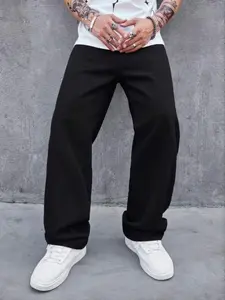 Men's Regular Fit Solid Pocket Straight Leg Jeans, Basic Regular Jeans, Casual Comfy Denim Jeans for Daily Wear, Fashion Men's Bottoms for All Seasons