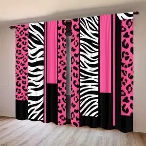 Leopard Print Curtains Set of 2, Decorative Artistic Design, Rod Pocket Style, Half Sunshade Polyester Fabric, Easy to Clean, Home Decoration Curtain