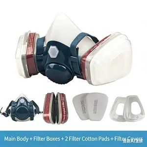 Spring eusable Half Face Respirator, 1 SetReusable Dustproof Half Mask with Double FilterDustproof Half Mask for Paint,WoodworkingConstruction,Grinding,Spraying, ChemicalSafety Equipment,Protective Mask