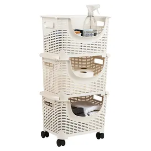 Plastic Storage Cart, Kitchen Storage, Rolling, Toy Storage, Laundry, Kitchen, Ivory EMS Mind Reader LLC