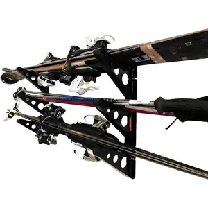 Ski Rack – Heavy-Duty Horizontal Ski & Snowboard Wall Mount For Ski, Snowboard for Garage Wall Shelving-Snowboards & Gear, Multi-Sport Skateboard Organizer For Skateboard-Skiing Accessories-Holds 3 Pair