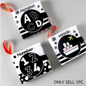 Black and White High Contrast Soft Book Learning Book for Brain Development Cloth Crinkle Books Sensory Crinkle Toys for Birthday, Easter, Christmas, and Thanksgiving Day Toddler Busy Book