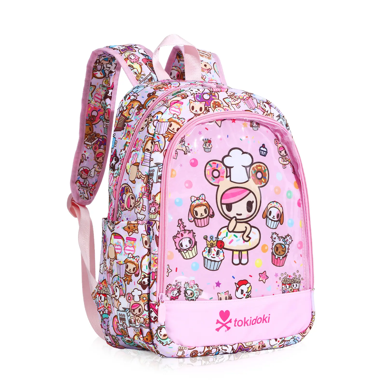 Tokidoki Unicorno Backpack with 4pcs Brooch, Clear Backpacks with Multiple Pockets, Cute PVC Backpacks Large Carry on Backpack College Bookbag Casual Daypack for Travel Outdoor Sports（Sweetshop）