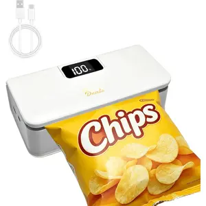 Mini Bag Sealer, 4.7" Chip Bags Heat Sealer Capper with 6 Adjustable Gears, Bag Reseal Snack Plastic Bag Heat Seal and , Portable Bag Resealer for Chips Snacks Mylar Bags (White)
