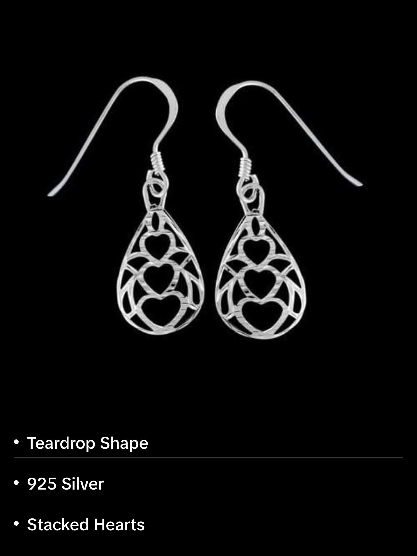 Stacked Hearts Teardrop Dangle Earrings