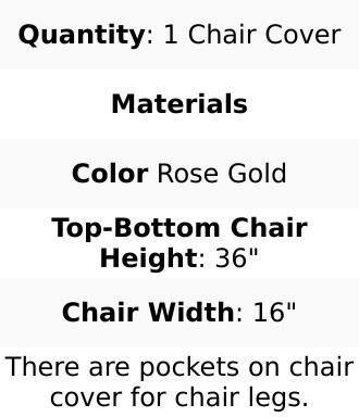 Stretch Spandex Chair Cover Rose Gold for Folding Chairs - Metallic Shimmer Tinsel Back Design Fitted Slipcover