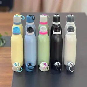 Macaron-themed large-capacity sports bottle; stainless steel Ovala-style thermos cup for outdoor use portable and convenient to carry