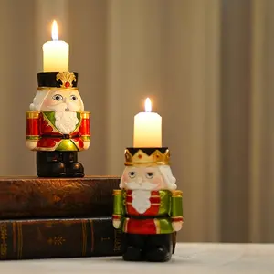 A Christmas Nutcracker candlestick ornament, a creative, solemn and practical Nutcracker soldier transformed into a night watchman, easily creating a Christmas atmosphere ornament, resin handicraft