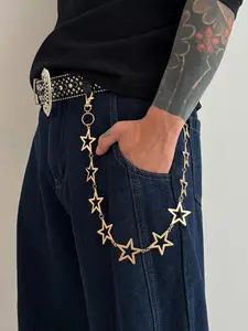 Men's Punk Star Waist Chain, Alloy Halloween Body Chain, Street Style Pants Decoration Accessory, Festival Party Wear