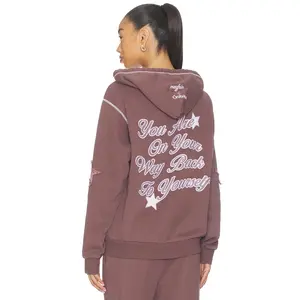The Mayfair Group X Bella Hadid On Your Way Back To Yourself Zip-up Hoodie in Peppercorn