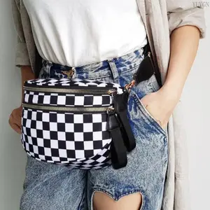 2026 New Women Checkered Nylon Fanny Pack, Y2K Trendy Crossbody Belt Bag, Adjustable Shoulder Strap Sling Purse, Large Capacity Lightweight Waist Pouch, Casual Hands-Free Bum Bag for Street Style, Daily Errands, Summer Vacation and Outdoor Festival Travel