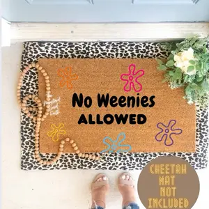 Sponge bob Funny Doormat | No Weenies Allowed Welcome Mat | Sassy Front Door Mat | Cute Outdoor Rug for Apartment or Porch | Housewarming Gift