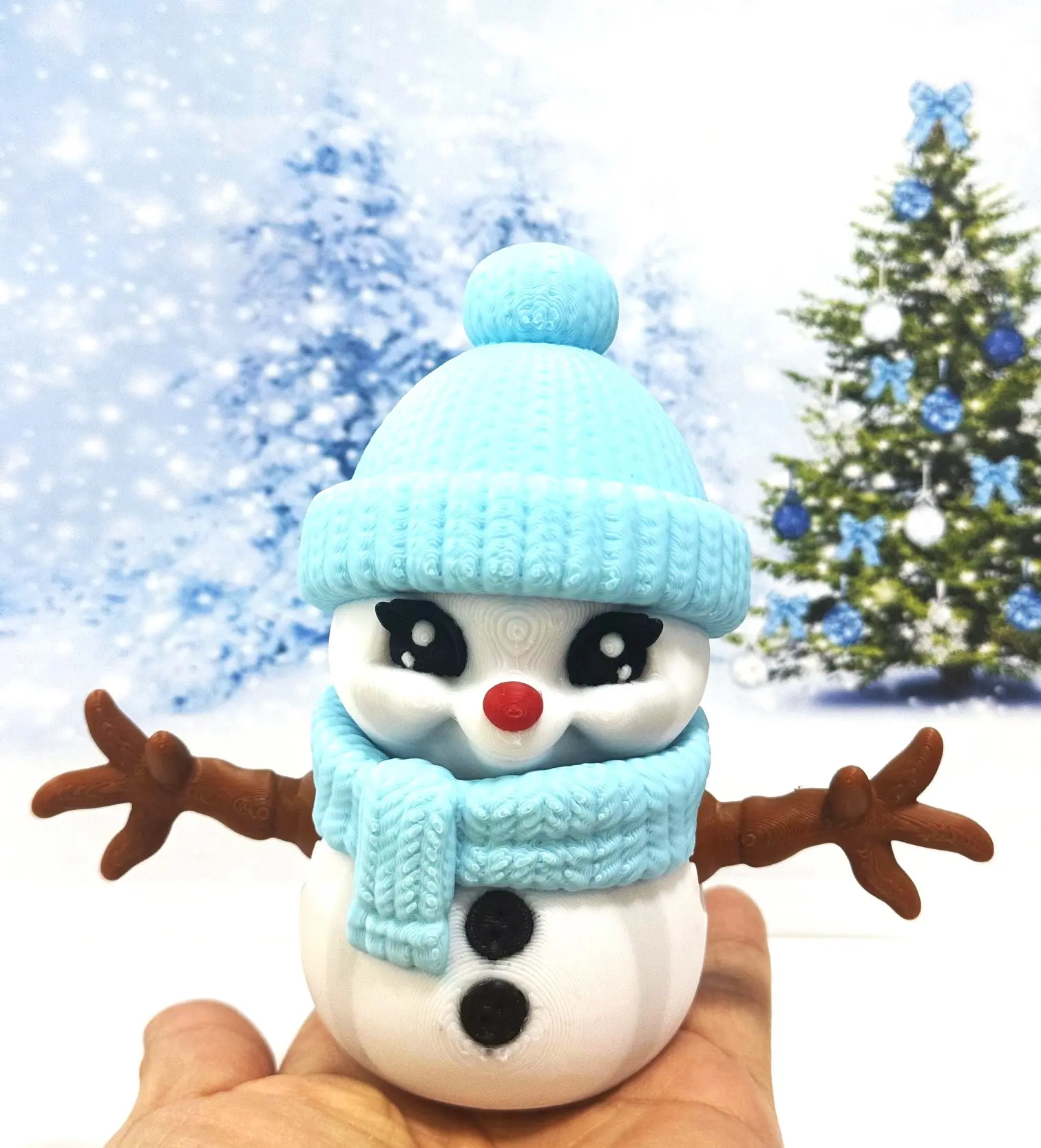 3D Printed Snowman, 4.5" Articulated Holiday Christmas Snowman Fidget Toy, Festive Holiday Decor