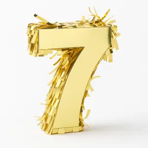 Metallic Gold Mini Number 7 Piñata Decoration, 6-Inch