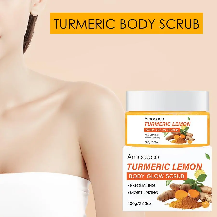 Turmeric Lemon Body Glow Scrub - Exfoliating & Moisturizing Natural Skin Care Solution for Gentle Cleansing 100g
