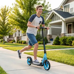 Commugo T2 Kick Scooter for Kids Age 8+, Teens, Adults, Dual Suspension Foldable Lightweight Scooter with 8 Inch Big Wheels, Hell a Grip, Max Load 240 LBS Wide Deck