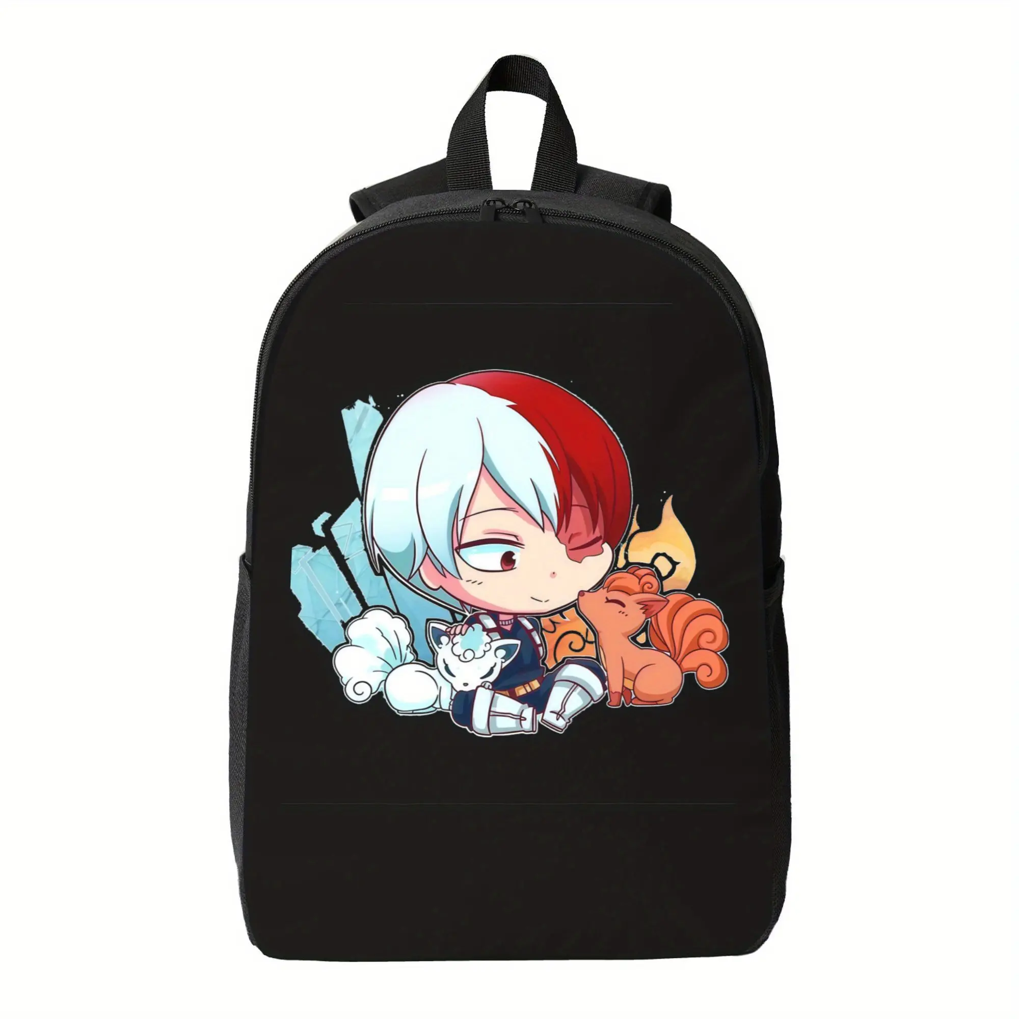 Stylish Black Backpack with Cartoon Character Design - Durable, Adjustable Shoulder Straps, Polyester Lining, Zipper Closure, Perfect for Daily Commute and Casual Use, Casual Daypack |   Playful Design |   Zipper Closure Bag