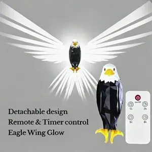 Magnetic Eagle Wall Light - Wing-Spreading Design, Remote Control, Timer, Detachable Rechargeable, Teen Room Decor, Luxury Accent for Bedroom, Home Hanging Nature Ornament Gift decorations