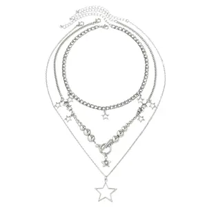 3x Hip Hop Star Fringe Necklace Unique Eye Catching Y2K OT Buckle