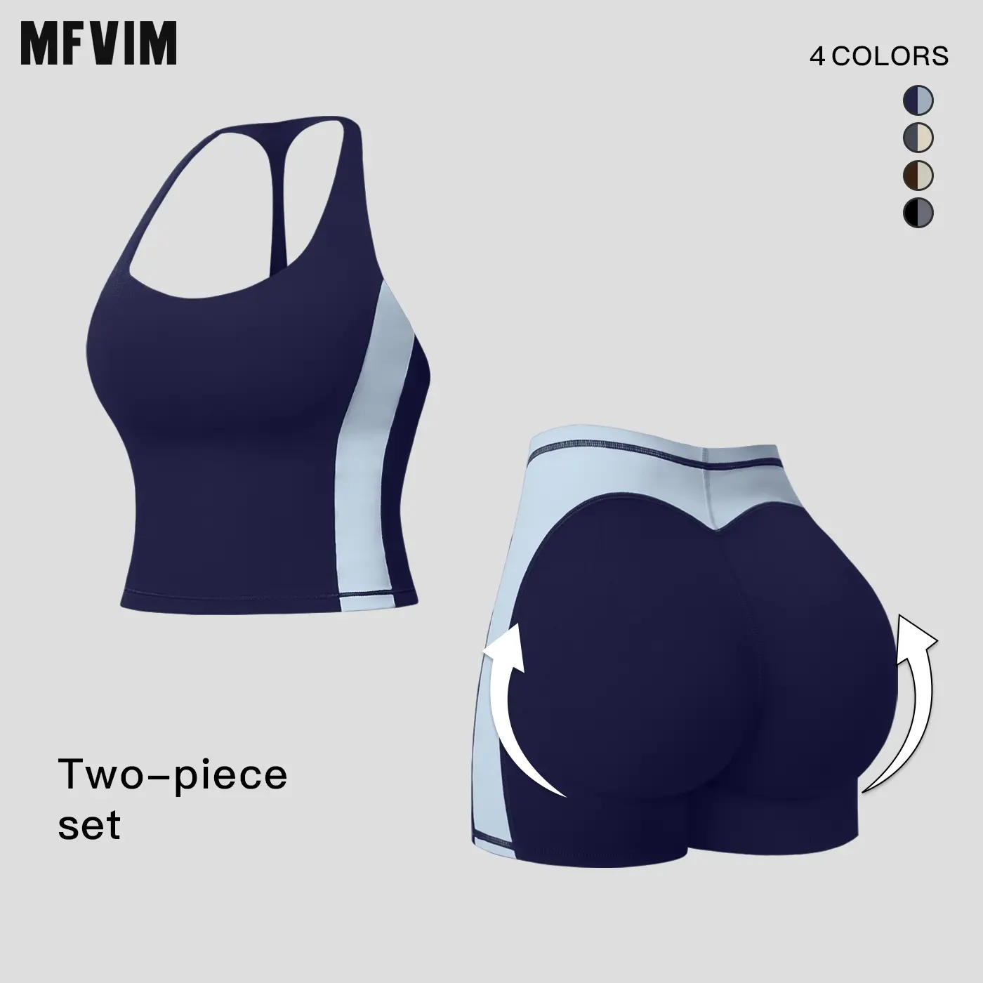 MFVIM women’s color block yoga set featuring a beautiful back design: cropped sports tank top and high waisted butt lifting fitness shorts; skin like feel, quick dry two piece for running training.,back to school,back to school haul,sohochic