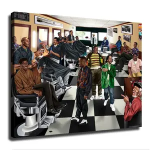 The Most Iconic Black Male Comedians Just Hanging Out In The Barbershop Canvas Poster Modern Aesthetic Picture Wall Art Home Office Decoration Frameless Print Artwork High Resolution Water Resistant Artistic Painting Holiday Gift
